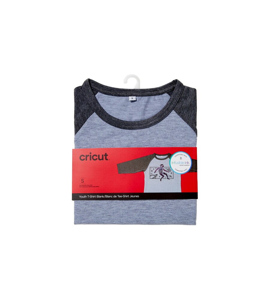 Cricut Gray Unisex Youth Raglan Baseball T Shirt Blank, Youth Small, swatch