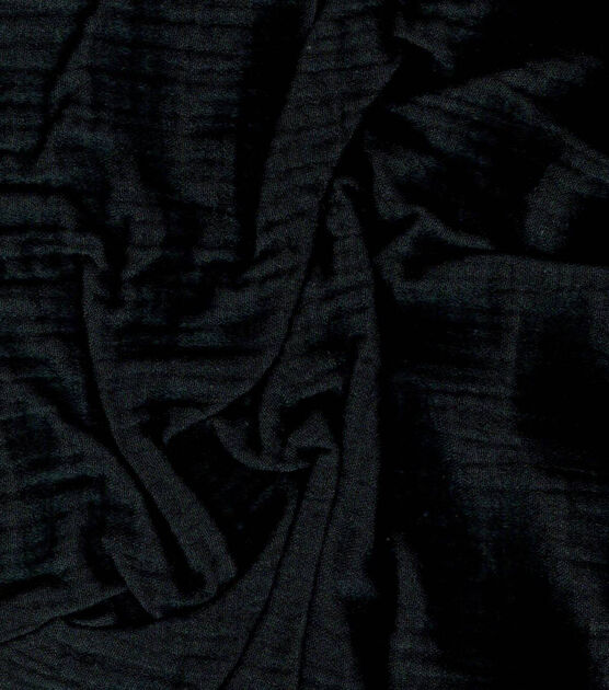 Black Cotton Gauze Fabric 100% Cotton 48/50 inches Wide Crinkled  Lightweight Sold by The Yard.