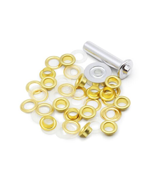 Dritz 44374 Plastic Curtain Grommets, 1 in, Matte Gold, 8 Count Round 1 in  Matte Gold