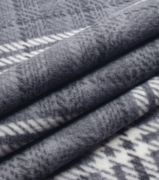 Gray Sweater Plaid Anti Pill Fleece Fabric, , hi-res, image 3