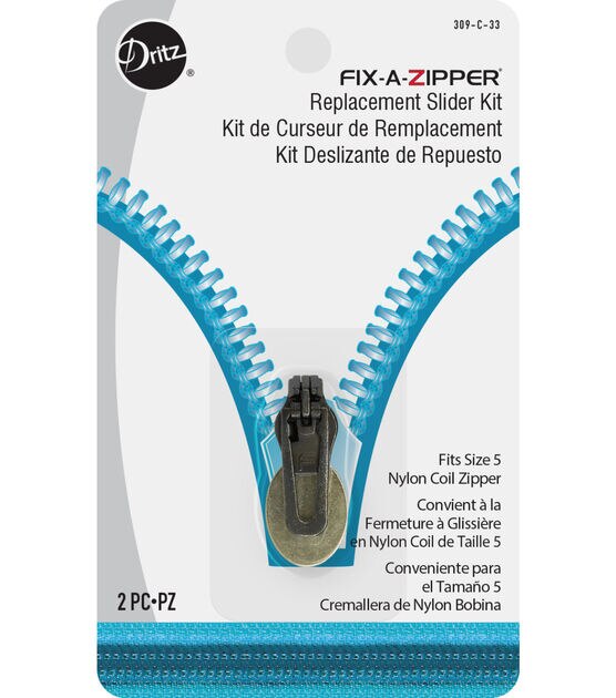 Dritz Fix-a-zipper for Plastic Zippers Gunmetal