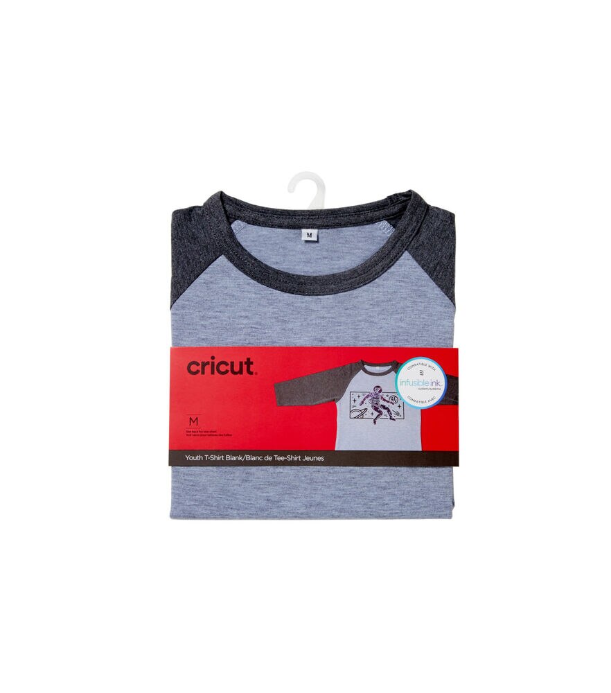 Cricut Gray Unisex Youth Raglan Baseball T Shirt Blank, Youth Medium, swatch