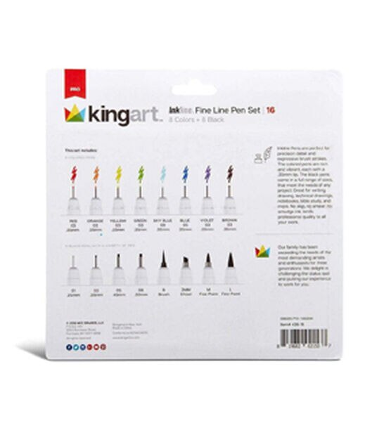 KINGART® Inkline™ Fine Line Art & Graphic Pens, Archival Black