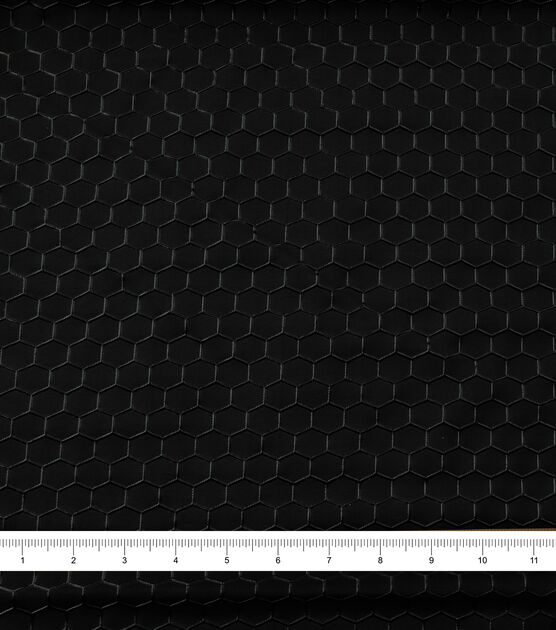 2.5 Yards Black Hexagon Quilted Faux Leather Upholstery Fabric, HoneyComb  55