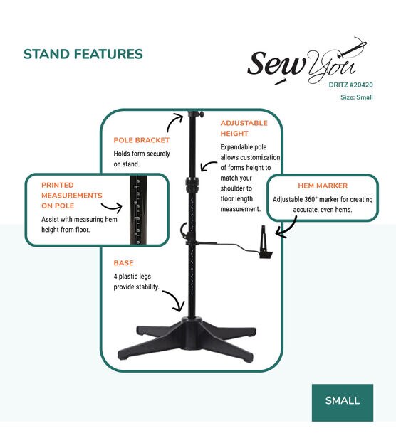 Dritz Sew You 28" Small Frame Adjustable Dress Form, , hi-res, image 8