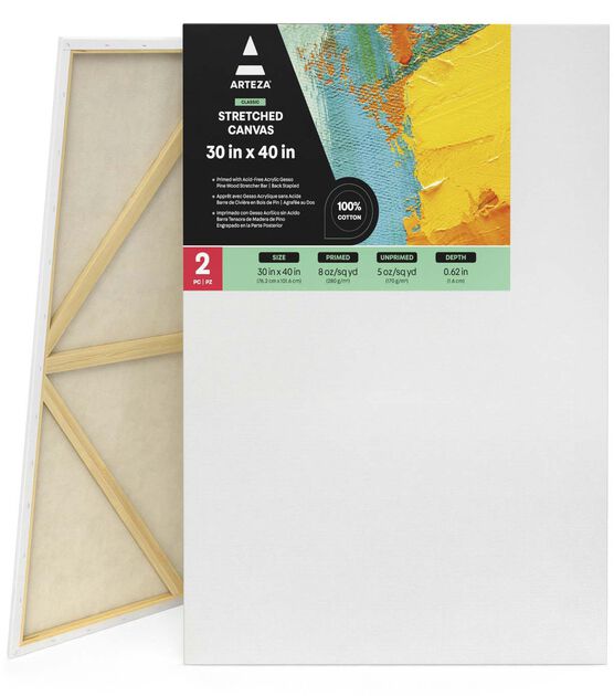 Large Canvases for Painting 36x48 Inch 2-Pack, 12.3 oz Triple Primed  Acid-Free 100% Cotton Stretched Canvas, Blank Large Canvas for Oil Paint  Acrylics