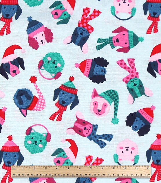 Dogs on Light Blue Christmas Cotton Fabric, , hi-res, image 3