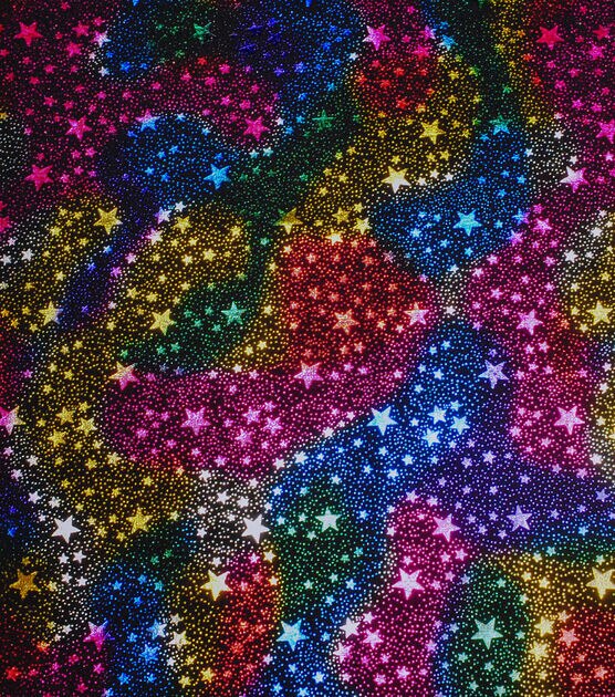 Rainbow Stars Celebration Foil Cotton Fabric, , hi-res, image 2