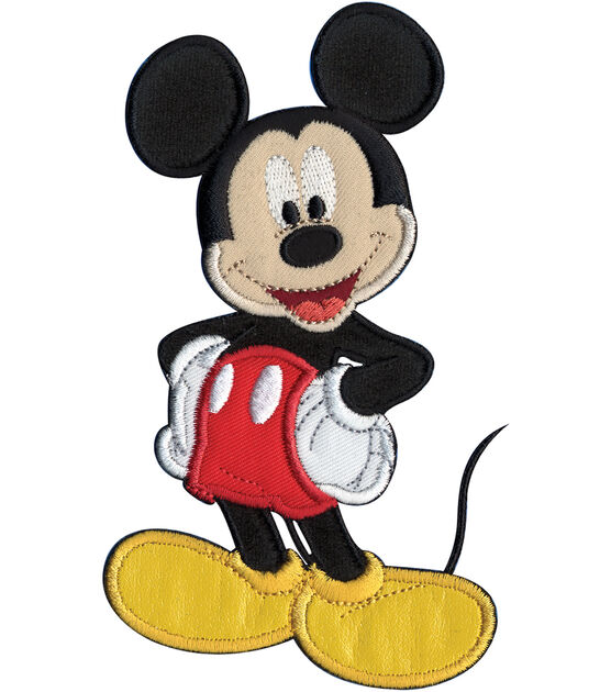 Disney Mickey Mouse Head Face Applique Red Iron On Patch LARGE Embroidered