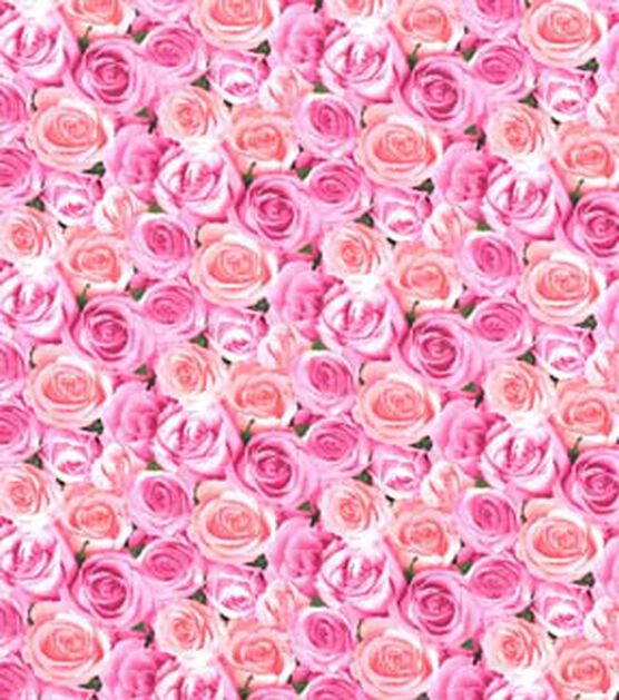 Fabric Traditions Pink Garden Party Roses Premium Cotton Fabric