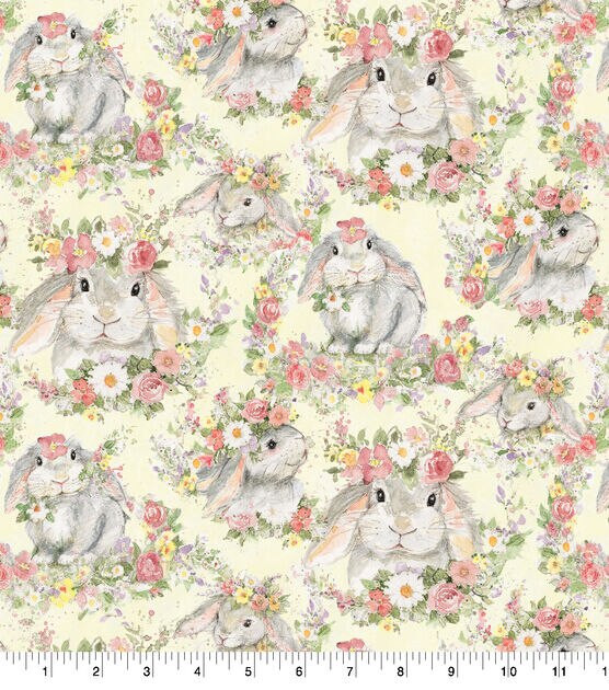 Wholesale Easter Eggs Chick Bunny Flower Printed Quilt Fabric