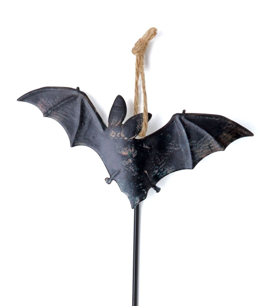 16" Halloween Iron Mini Yard Stake by Place & Time, Bat, swatch, image 1