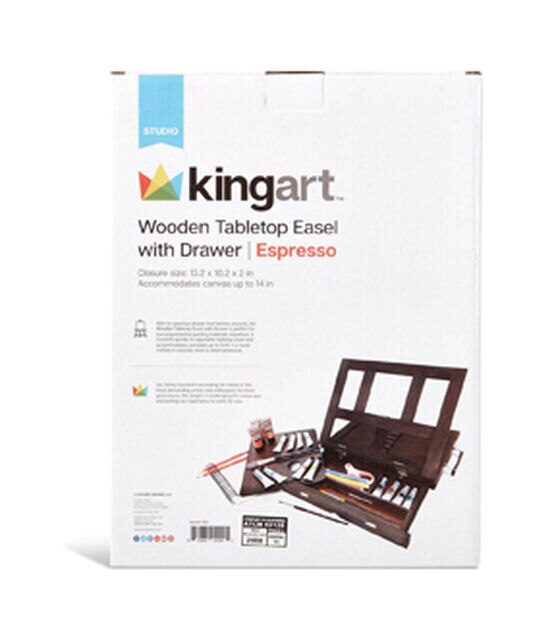 KINGART Adjustable Easel Stand with Drawer Espresso Finish