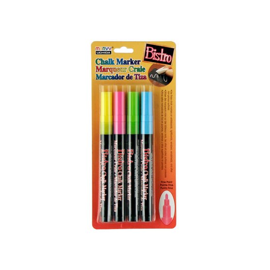 Marvy Uchida 4ct Fine Tip Flourescent Colors 1 Bistro Chalk