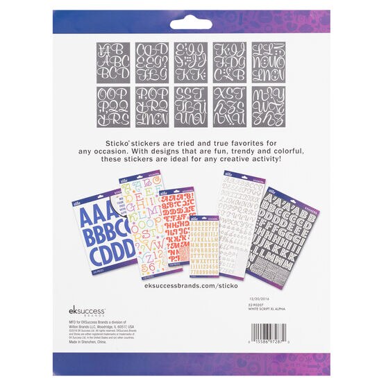 Sticko 121 Pack Script X Large Alphabet Stickers White Joann 