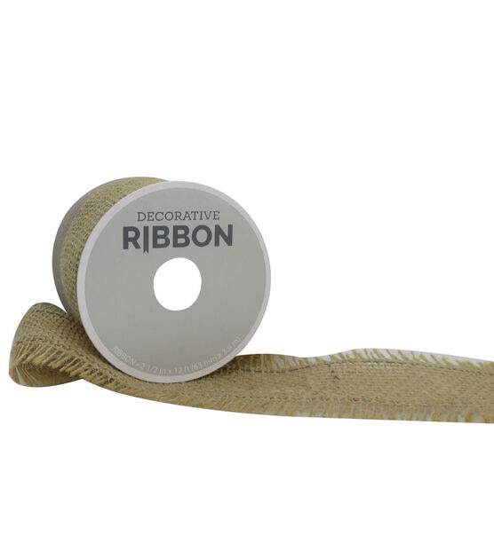 Decorative Ribbon 2.5" Brush Burlap Ribbon Natural
