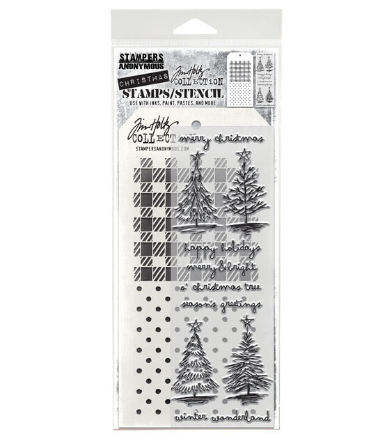 Tim Holtz 11 Holiday Sketchbook Clear Stamps & Stencil Set