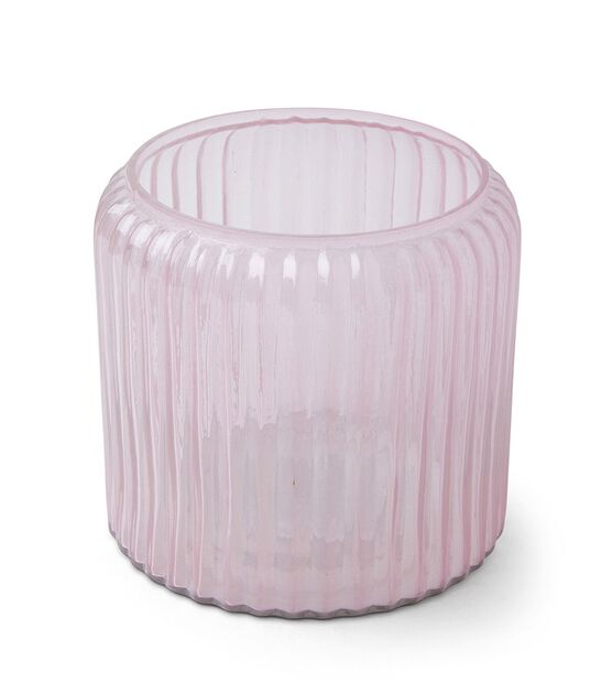 6" Spring Pink Glass Ribbed Vase by Place & Time