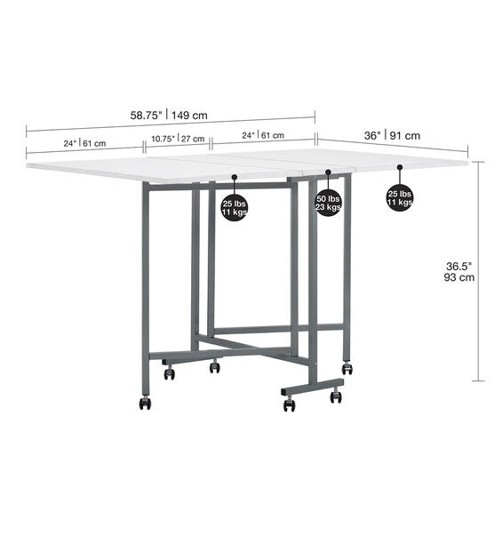 Studio Designs Sew Ready Craft & Cutting Table Silver & White, , hi-res, image 9