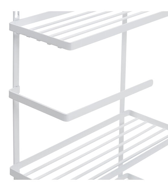 White Steel Hanging Spice Rack with Paper Towel Holder