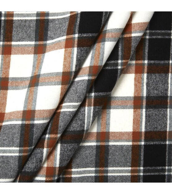 Ivory & Black Plaid Brushed Cotton Fabric