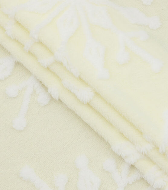 Debossed Snowflakes on Cream Sherpa Fabric, , hi-res, image 2