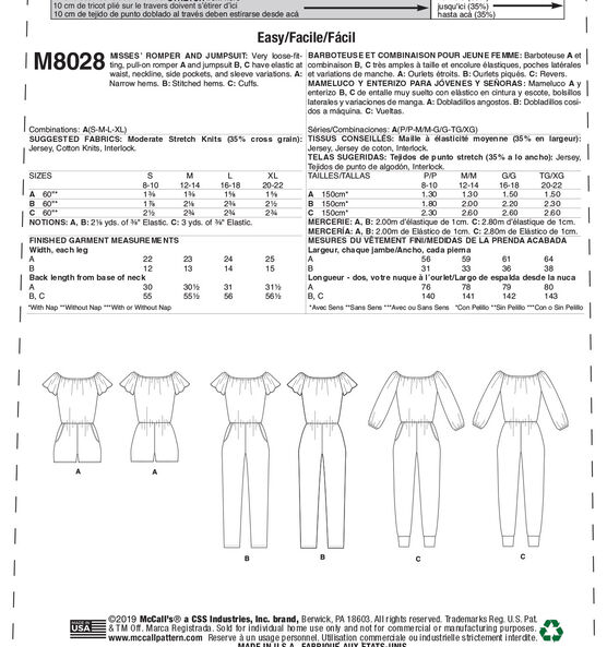 Lot of 2 McCalls Sewing Patterns 5624 5881 Summer Dresses Jumpsuit Sz 8 10  12