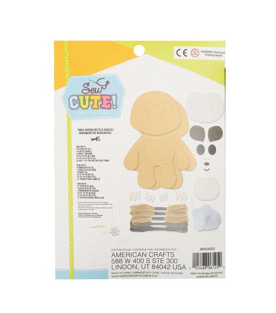 American Crafts 26pc Kids Sew Cute Sloth Softie Kit, , hi-res, image 2