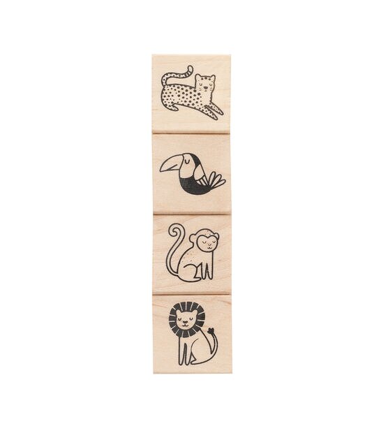 American Crafts Wooden Stamp Set Zoo Animals
