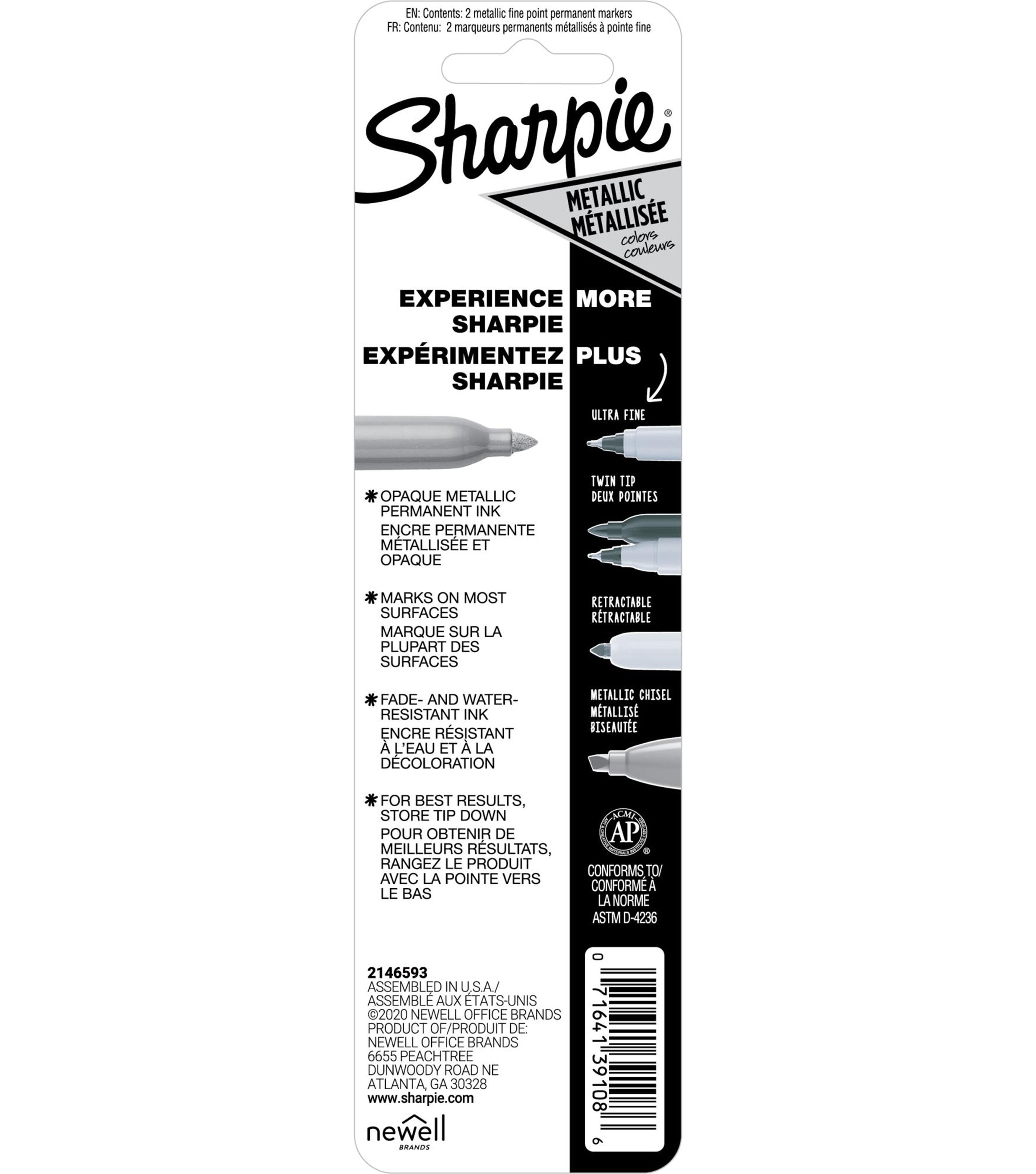 Sharpie Metallic Fine Point Permanent Markers, Gold - 2 pack