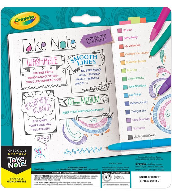 Crayola Take Note! Washable Gel Pens 14 Pkg, , hi-res, image 3