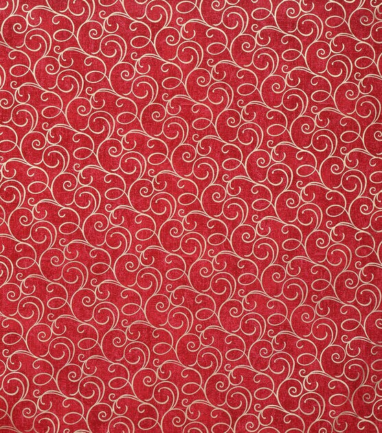 Swirls on Red Quilt Foil Cotton Fabric by Keepsake Calico