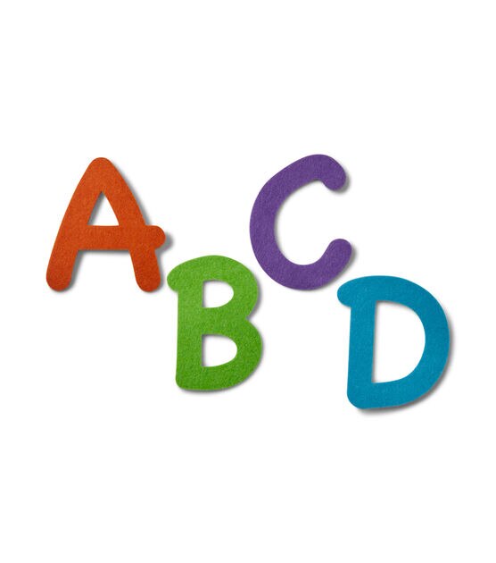 Pop! Possibilities 72 Pk 4in Sticky Back Felt Letters - Multi Bright - Kids Craft Basics - Kids