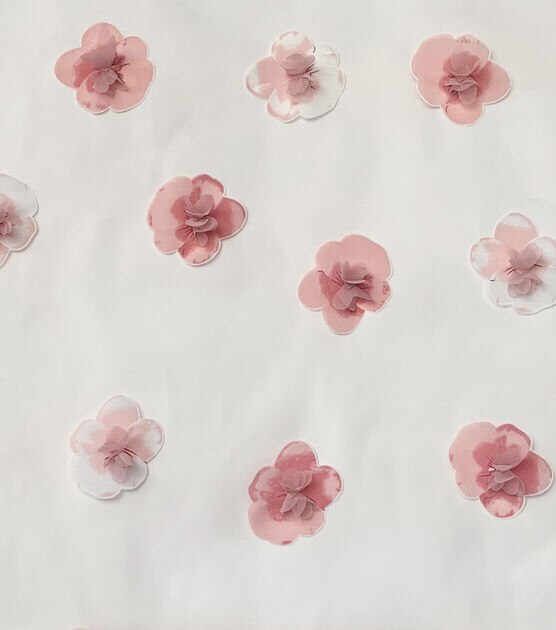 3D Pink Flower Organza Fabric