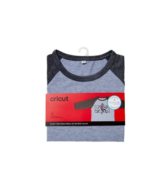 Cricut Gray Unisex Youth Raglan Baseball T Shirt Blank, , hi-res, image 1