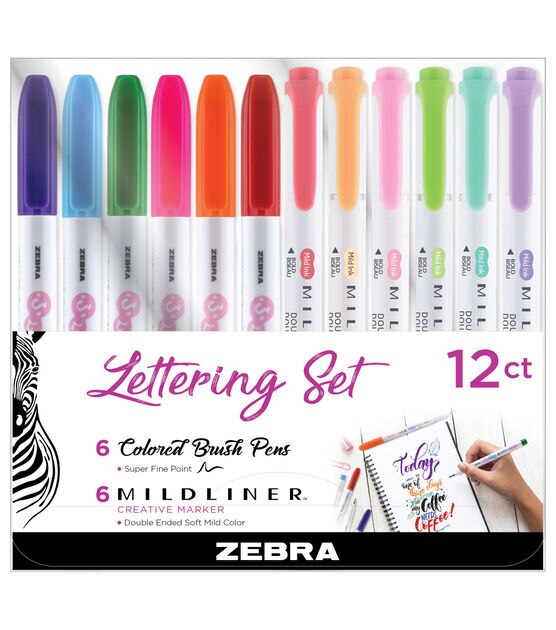 Zebra MILDLINER Dual Ended Brush Pen & Marker Set