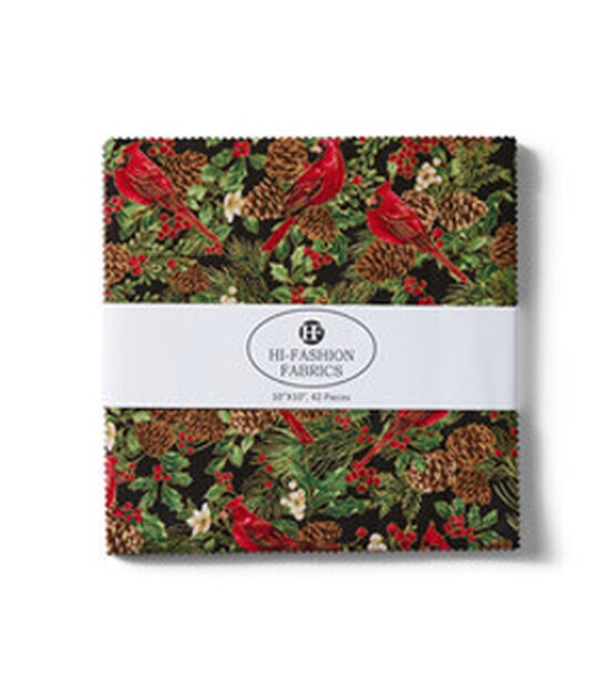 Hi Fashion 10” Traditional Christmas Cotton Fabric Squares 42pc by Hi  Fashion