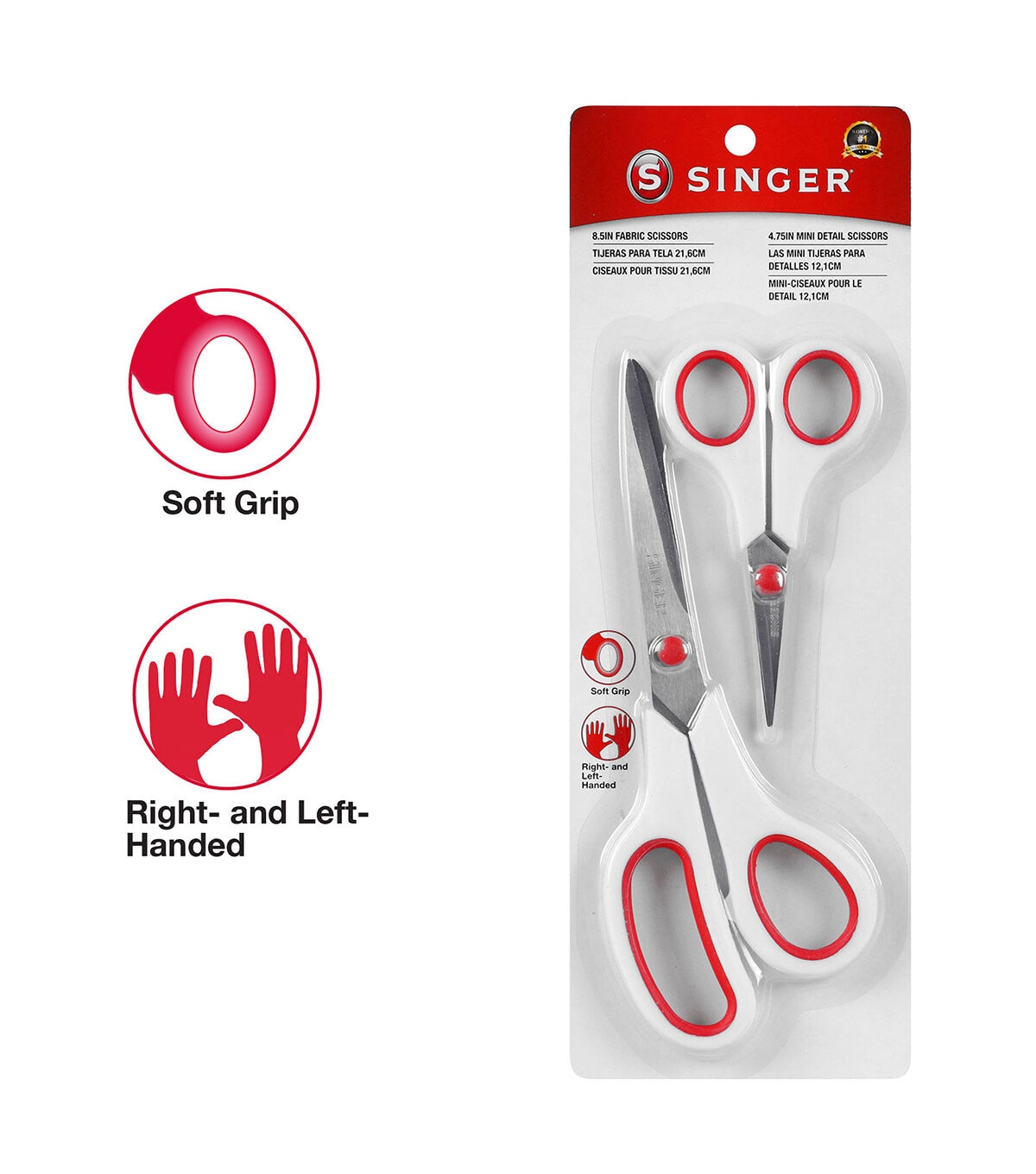 SINGER 8.5 Fabric Scissors and 4.75 Craft Scissors Pack