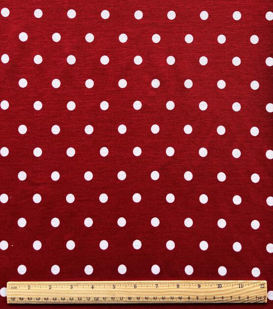 Polka Dots on Red Ponte Fabric by Joann