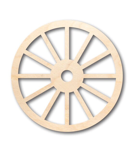 Unfinished Wood Wagon Wheel Shape  Up To 24'' DIY 1/4'' Thick, , hi-res, image 1