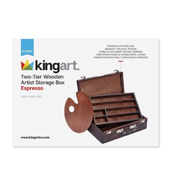 Kingart 2 - Tier Wooden Artist Storage Box - Espresso