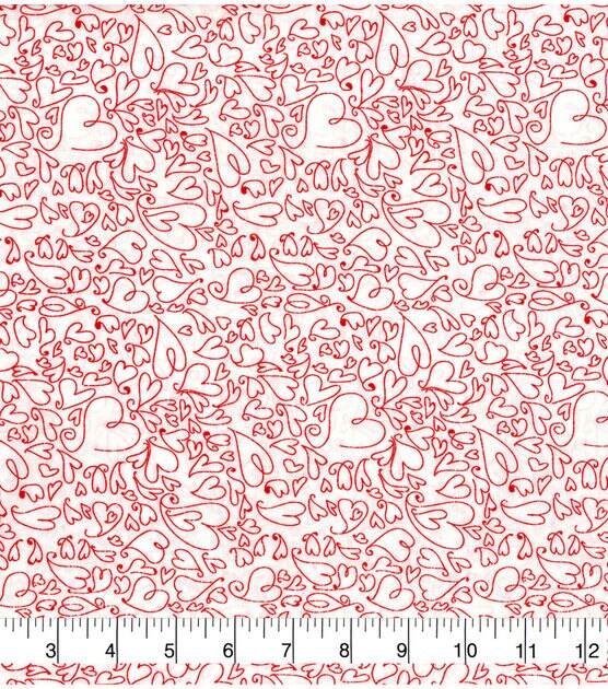 Whimsical Hearts Valentine's Day Sweetheart Print Cotton Fabric, , hi-res, image 2