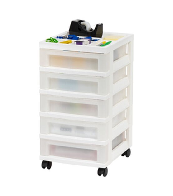 IRIS USA 7-Drawer Storage Cart with Organizer Top, Black