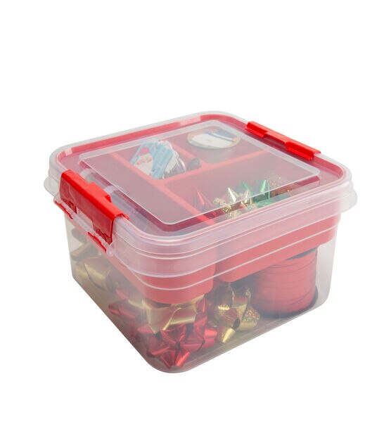 Simplify 5 Compartment Gift Supply Storage Box, Red