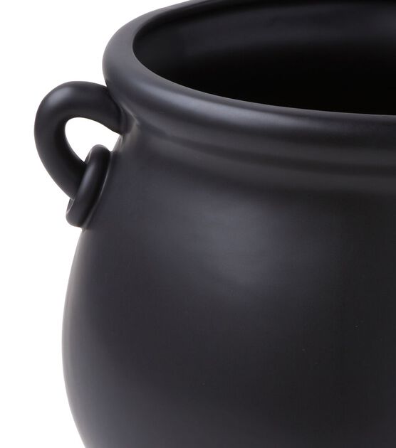 12" Halloween Black Ceramic Cauldron by Place & Time, , hi-res, image 3