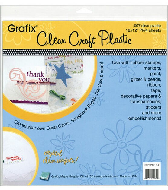 Grafix 25 Sheet 12 x 12 Opaque Black Plastic Cardstock