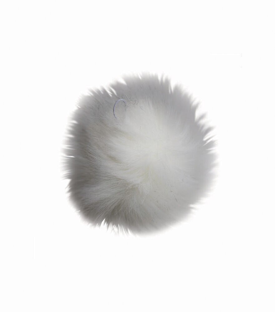 4" Faux Fur Pom by K+C, White Black, swatch