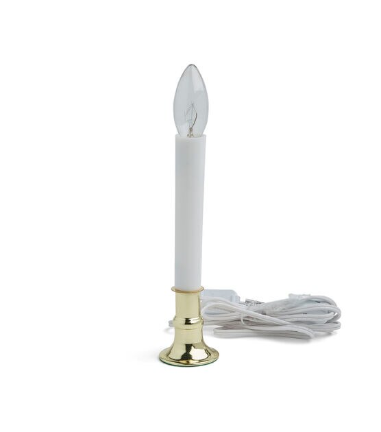 12" Gold Flameless Plug In Taper Candle With Switch by Hudson 45, , hi-res, image 2