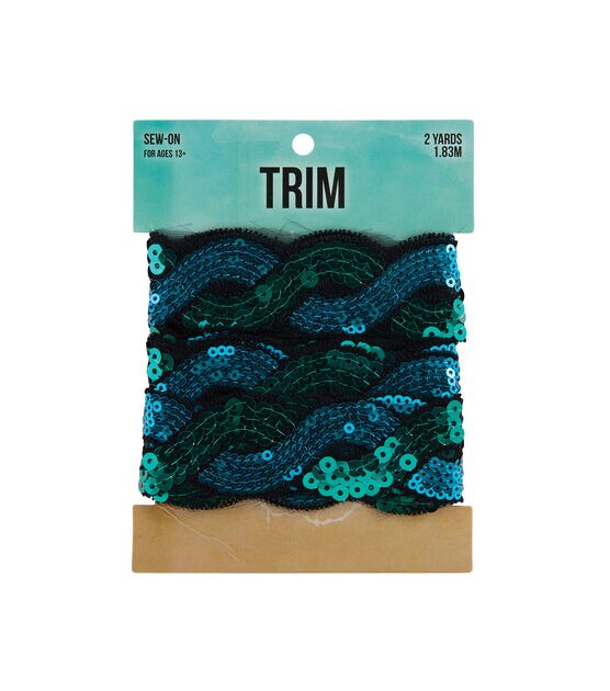 Sew on Mermaid Sequin Braid Trim 1.25'' Teal