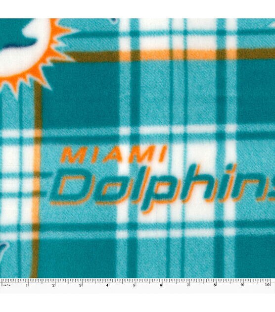 Miami Dolphins Fleece Fabric 58'-Plaid